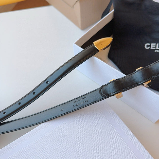 CELINE 25S SMALL 18MM WESTERN BELT IN BLACK CALFSKIN 566640