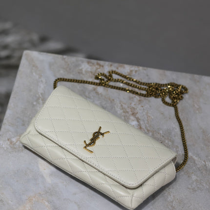 YSL 25S SAINT LAURENT GABY 19 IN BLANC VINTAGE QUILTED CALFSKIN GOLD HARDWARE