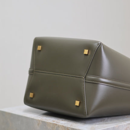 YSL 25S LE 5 À 7 BUCKET 26 IN DARK OLIVE CALFSKIN GOLD HARDWARE