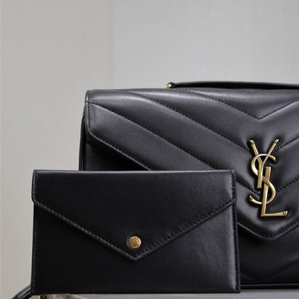 LOULOU MEDIUM 29 IN BLACK SHEEPSKIN GOLD HARDWARE