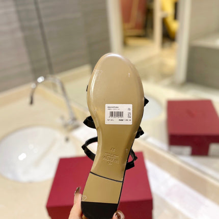 VALENTINO 26S ROCKSTUD CAGED SANDALS IN BLACK SMOOTH CALFSKIN