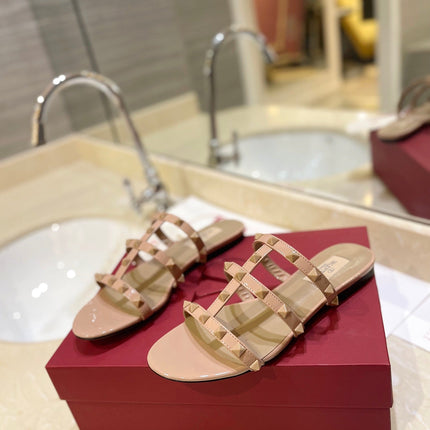 VALENTINO 26S ROCKSTUD CAGED SANDALS IN NUDE CALFSKIN