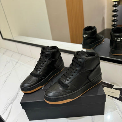 MID-TOP SNEAKERS IN BLACK PERFORATED LAMBSKIN