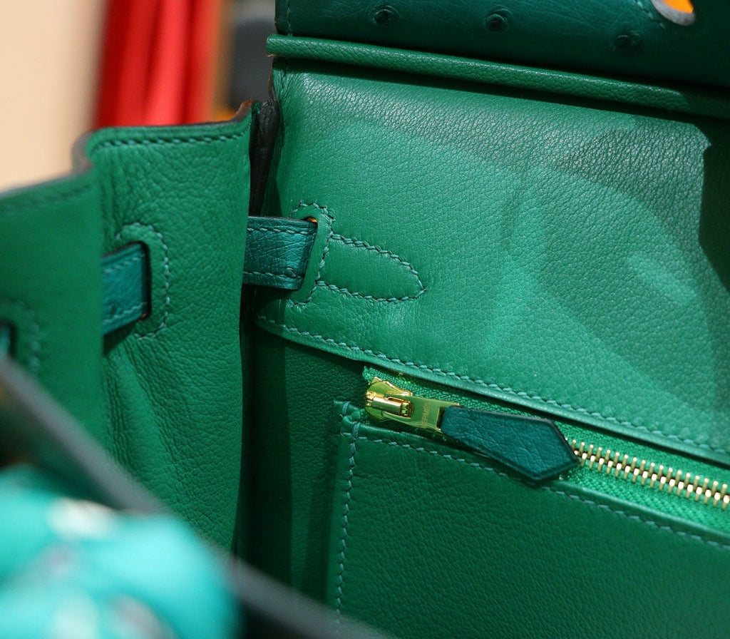 HM 25S BIRKIN 25 CM IN DARK GREEN OSTRICH WITH GOLD HARDWARE
