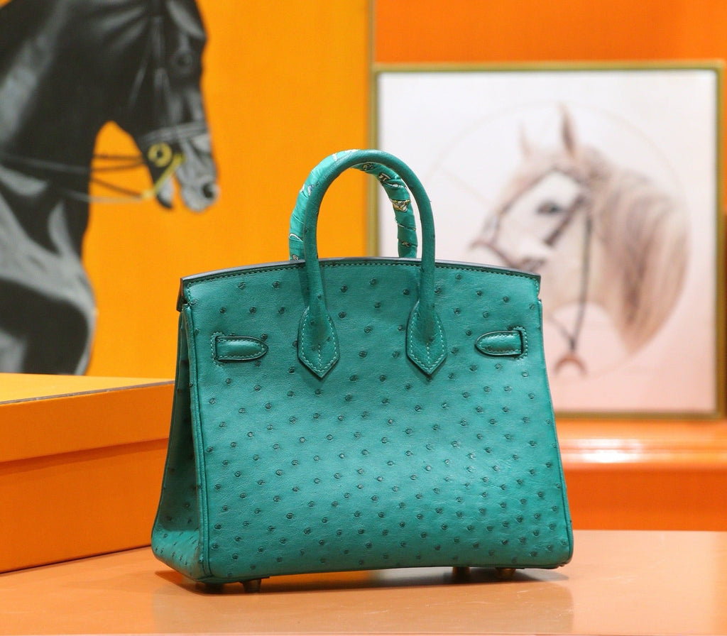 HM 25S BIRKIN 25 CM IN DARK GREEN OSTRICH WITH GOLD HARDWARE