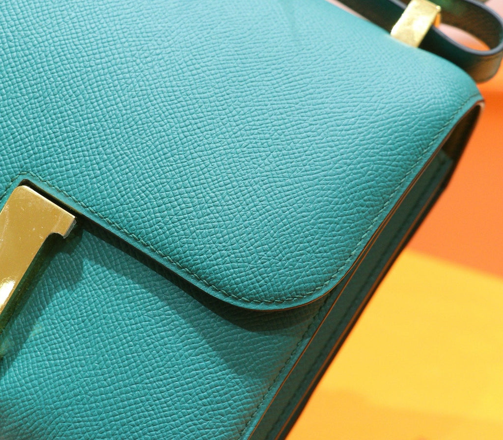HM 25S CONSTANCE EVERCOLOR BAG 24 CM IN DARK GREEN EPSOM WITH GOLD HARDWARE