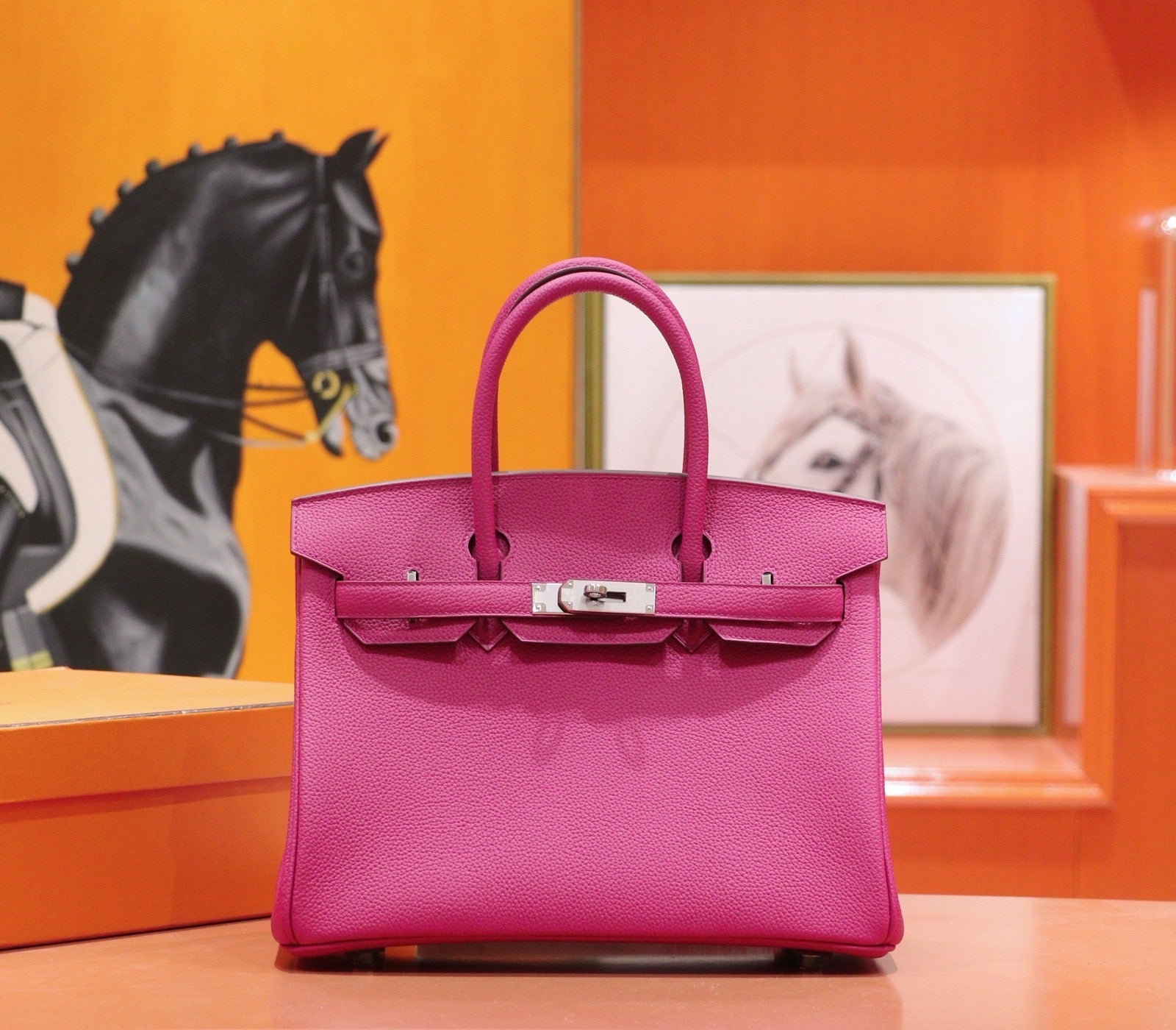 HM 25S BIRKIN BAG 30 CM IN DARK PINK TOGO WITH SILVER HARDWARE