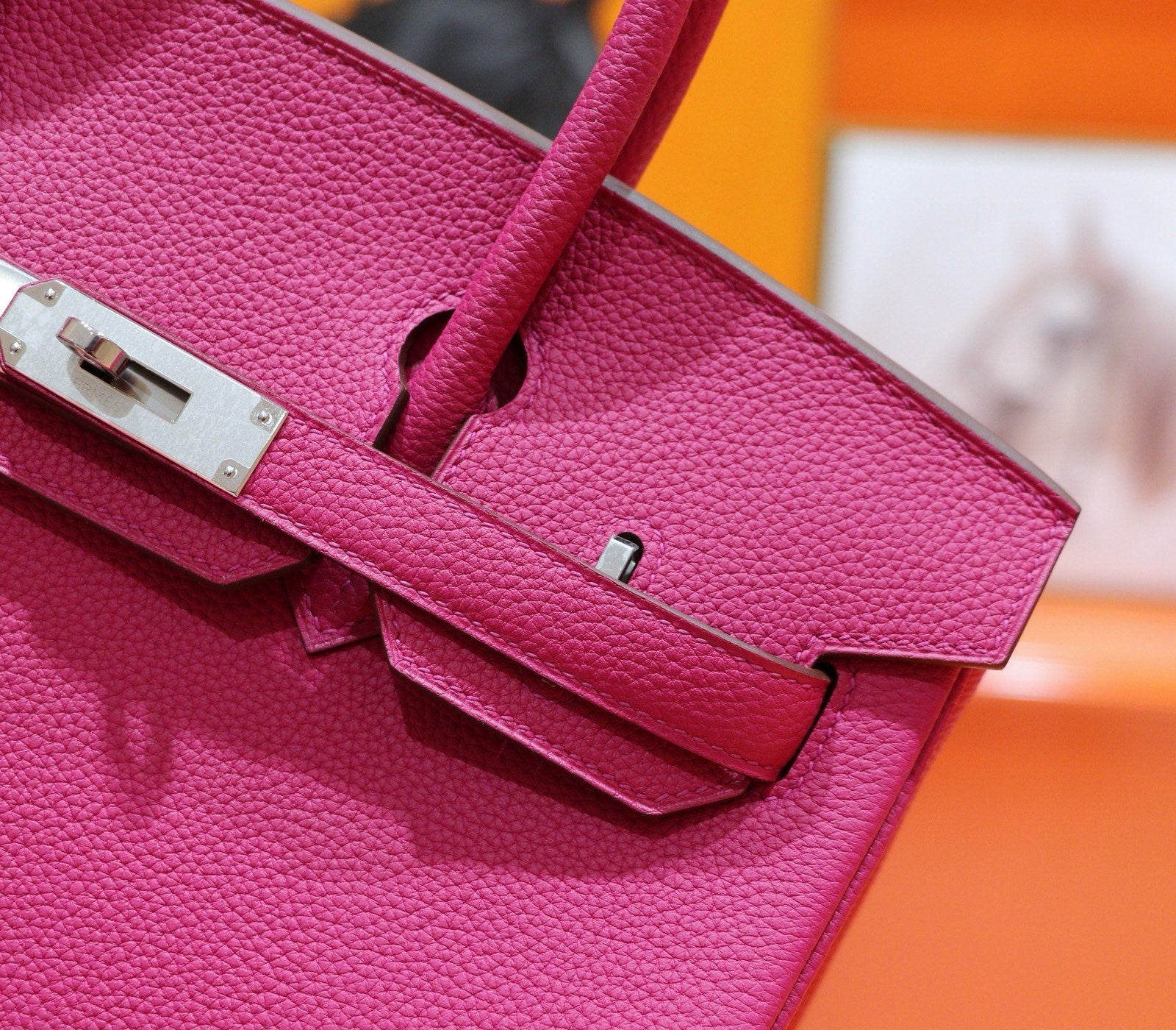 HM 25S BIRKIN BAG 30 CM IN DARK PINK TOGO WITH SILVER HARDWARE