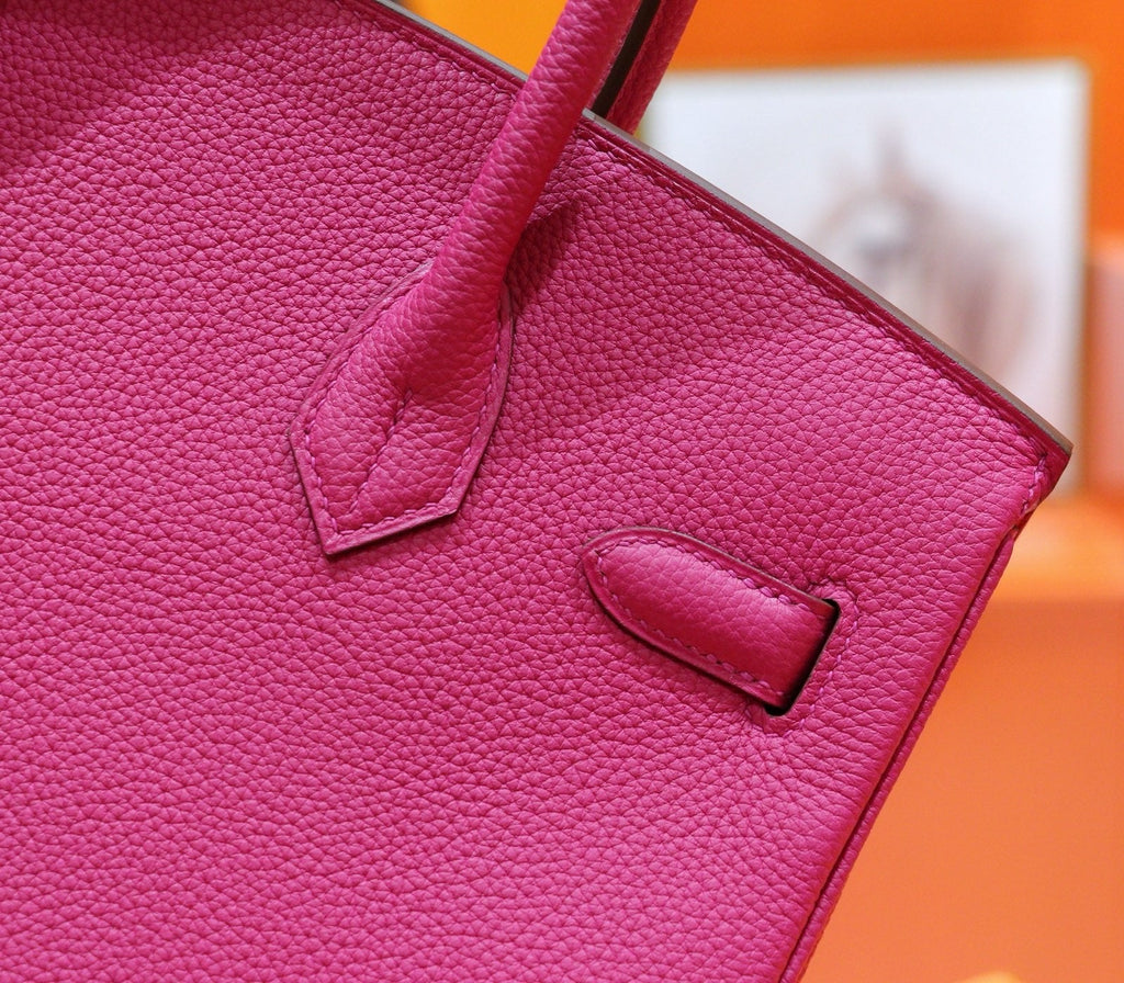 HM 25S BIRKIN BAG 30 CM IN DARK PINK TOGO WITH SILVER HARDWARE