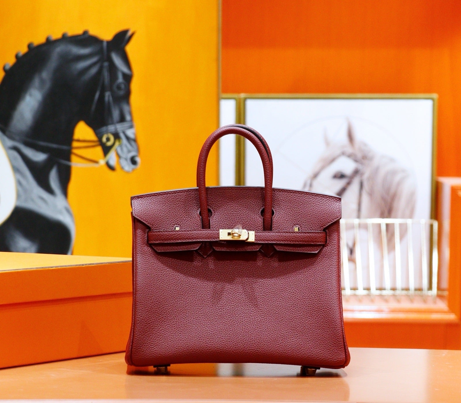 HM 25S BIRKIN BAG 25 CM IN DARK RED TOGO WITH GOLD HARDWARE