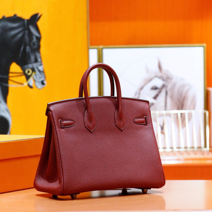 HM 25S BIRKIN BAG 25 CM IN DARK RED TOGO WITH GOLD HARDWARE