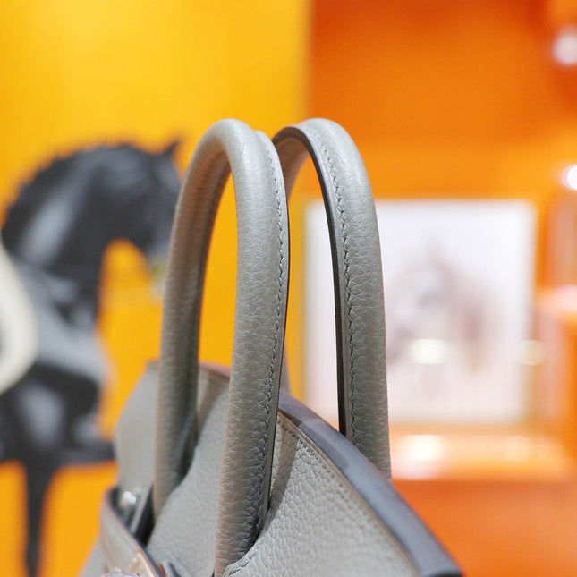 HM 25S BIRKIN BAG 25 CM IN GREY TOGO WITH SILVER HARDWARE