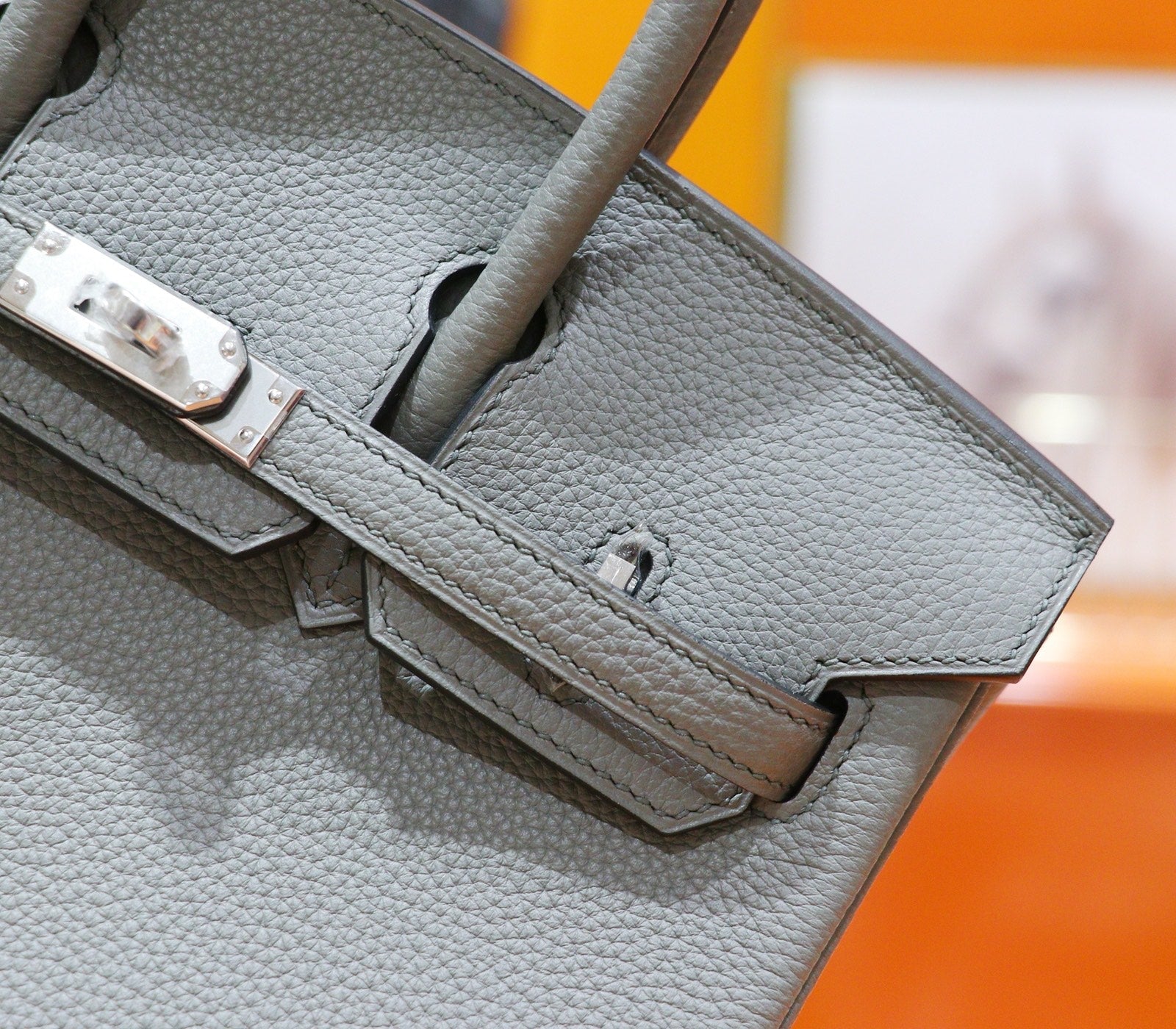 HM 25S BIRKIN BAG 25 CM IN GREY TOGO WITH SILVER HARDWARE