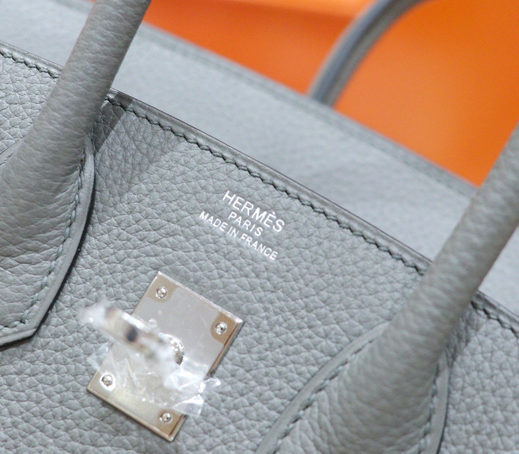 HM 25S BIRKIN BAG 25 CM IN GREY TOGO WITH SILVER HARDWARE
