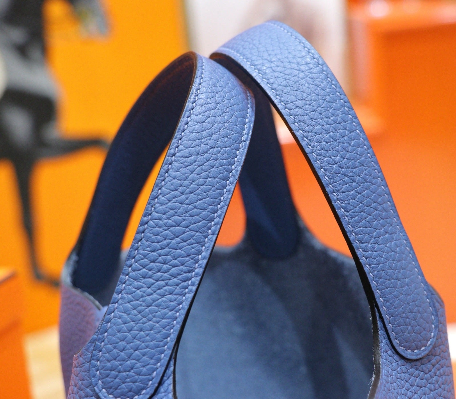 HM 25S PICOTIN BAG 18 CM IN CORNFLOWER BLUE TOGO WITH SILVER HARDWARE