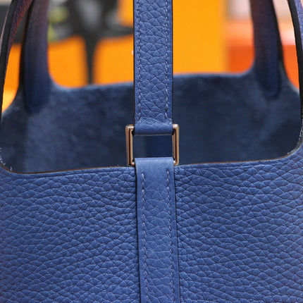 HM 25S PICOTIN BAG 18 CM IN CORNFLOWER BLUE TOGO WITH SILVER HARDWARE