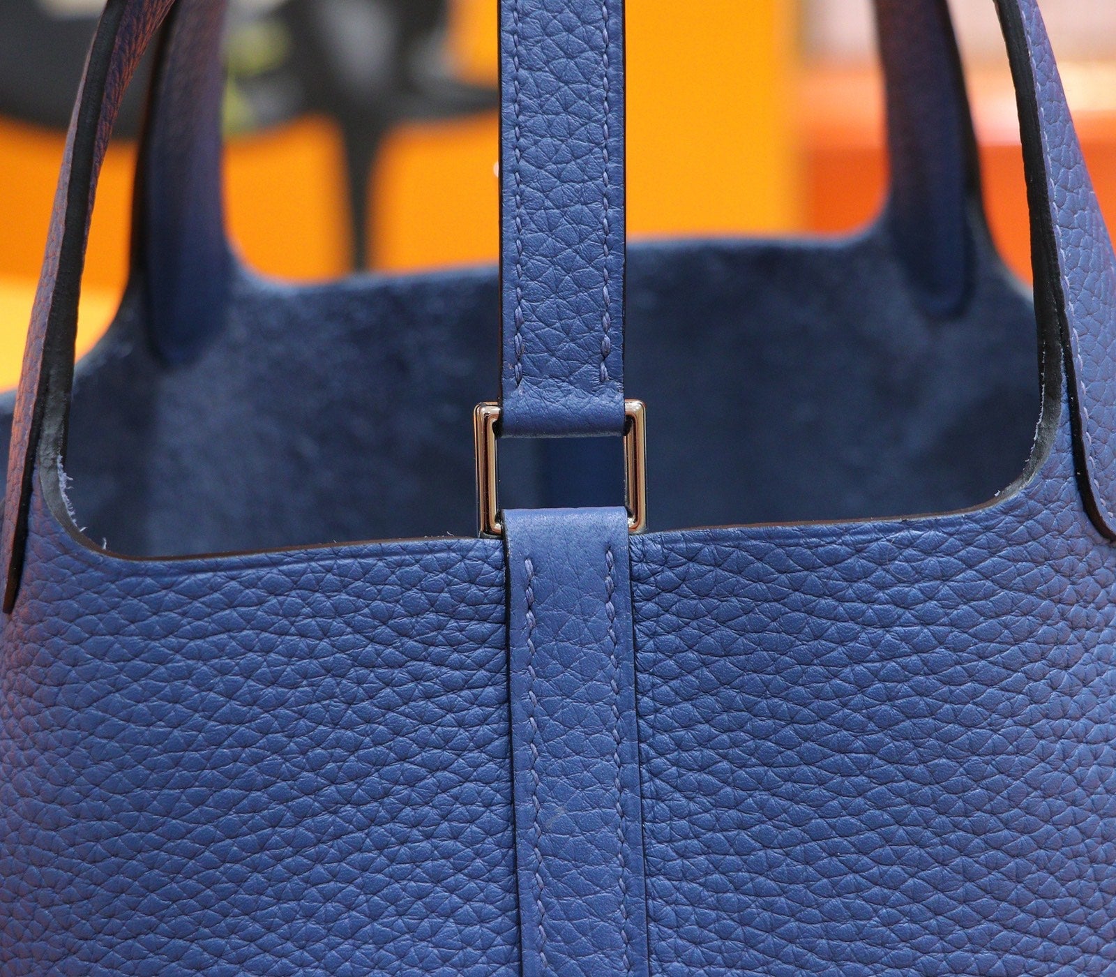 HM 25S PICOTIN BAG 18 CM IN CORNFLOWER BLUE TOGO WITH SILVER HARDWARE