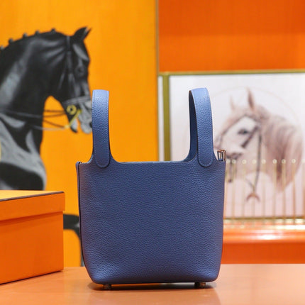 HM 25S PICOTIN BAG 18 CM IN CORNFLOWER BLUE TOGO WITH SILVER HARDWARE