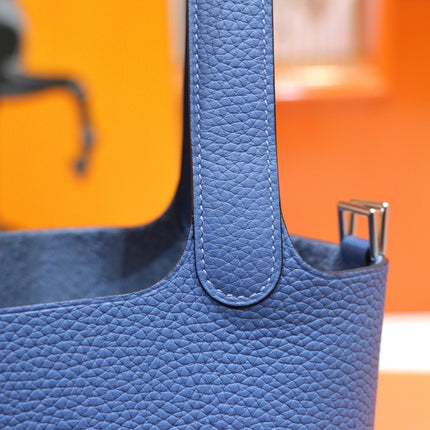 HM 25S PICOTIN BAG 18 CM IN CORNFLOWER BLUE TOGO WITH SILVER HARDWARE