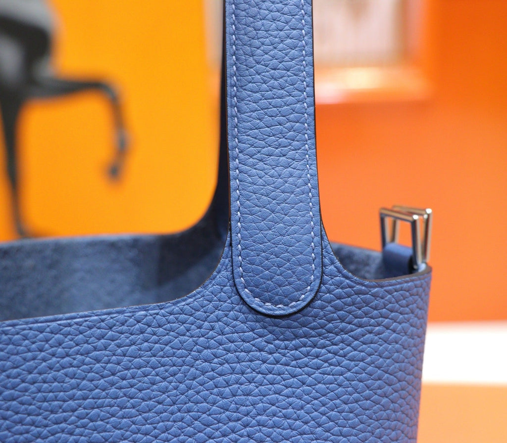 HM 25S PICOTIN BAG 18 CM IN CORNFLOWER BLUE TOGO WITH SILVER HARDWARE