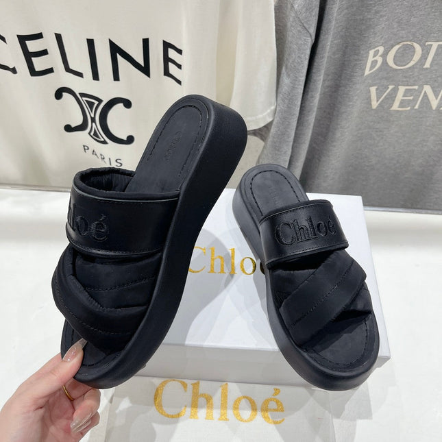 MILA PLATFORM 5 CM IN BLACK NYLON WITH EMBROIDERED LOGO