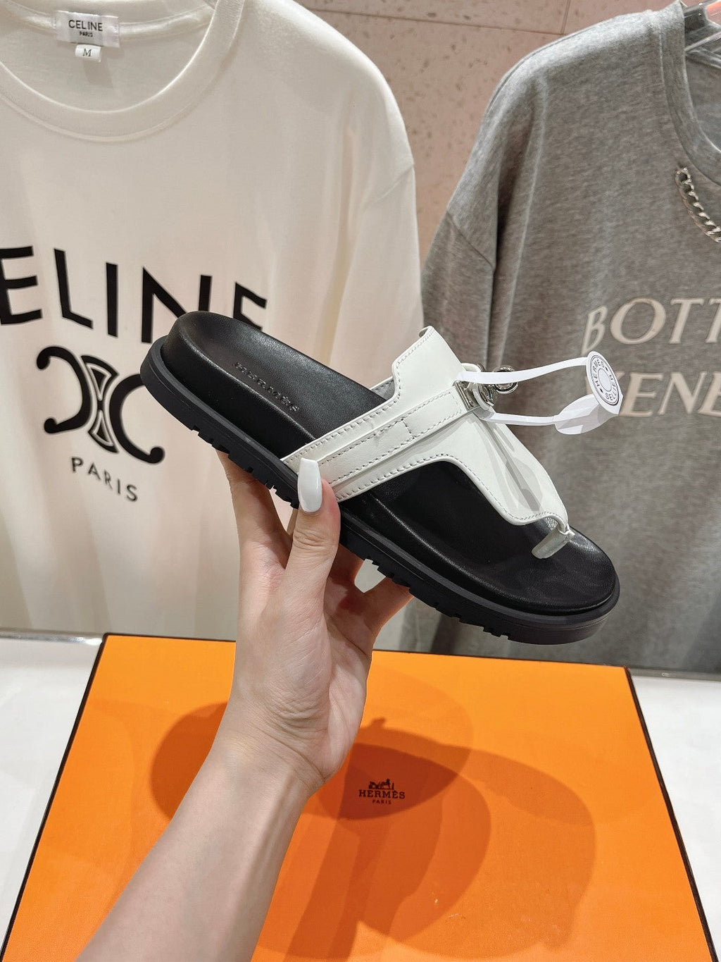 EMPIRE SANDAL BLACK MIX WHITE CALFSKIN
