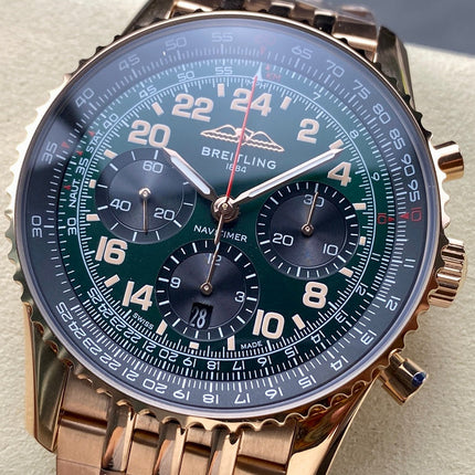 NAVITIMER B01 CHRONOGRAPH 43 ALL RED GOLD BLACK MIX GREEN DIAL