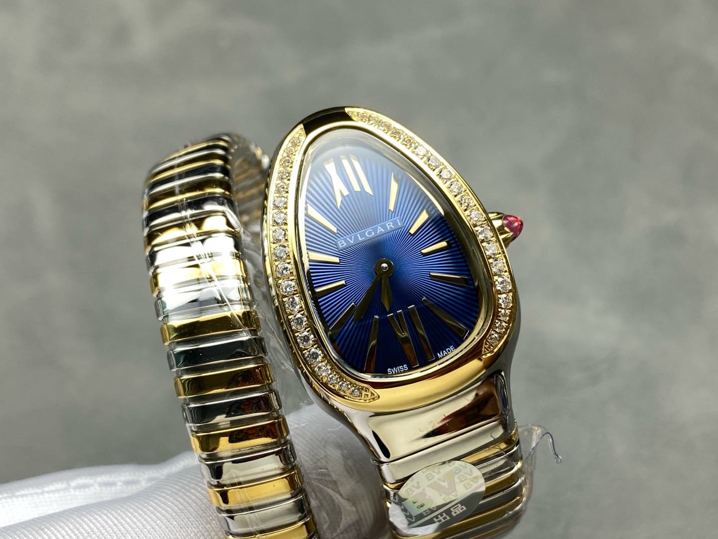 SERPENTI TUBOGAS QUARTZ TWO TONE GOLD STEEL BLUE DIAL