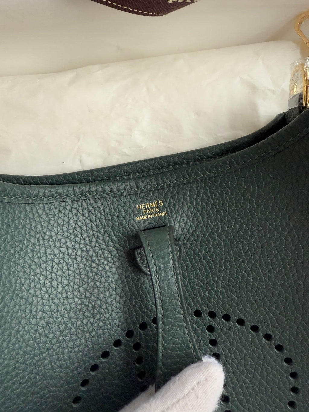 HM 25S EVELYNE 17 CM IN MOSS GREEN COWHIDE WITH GOLD HARDWARE