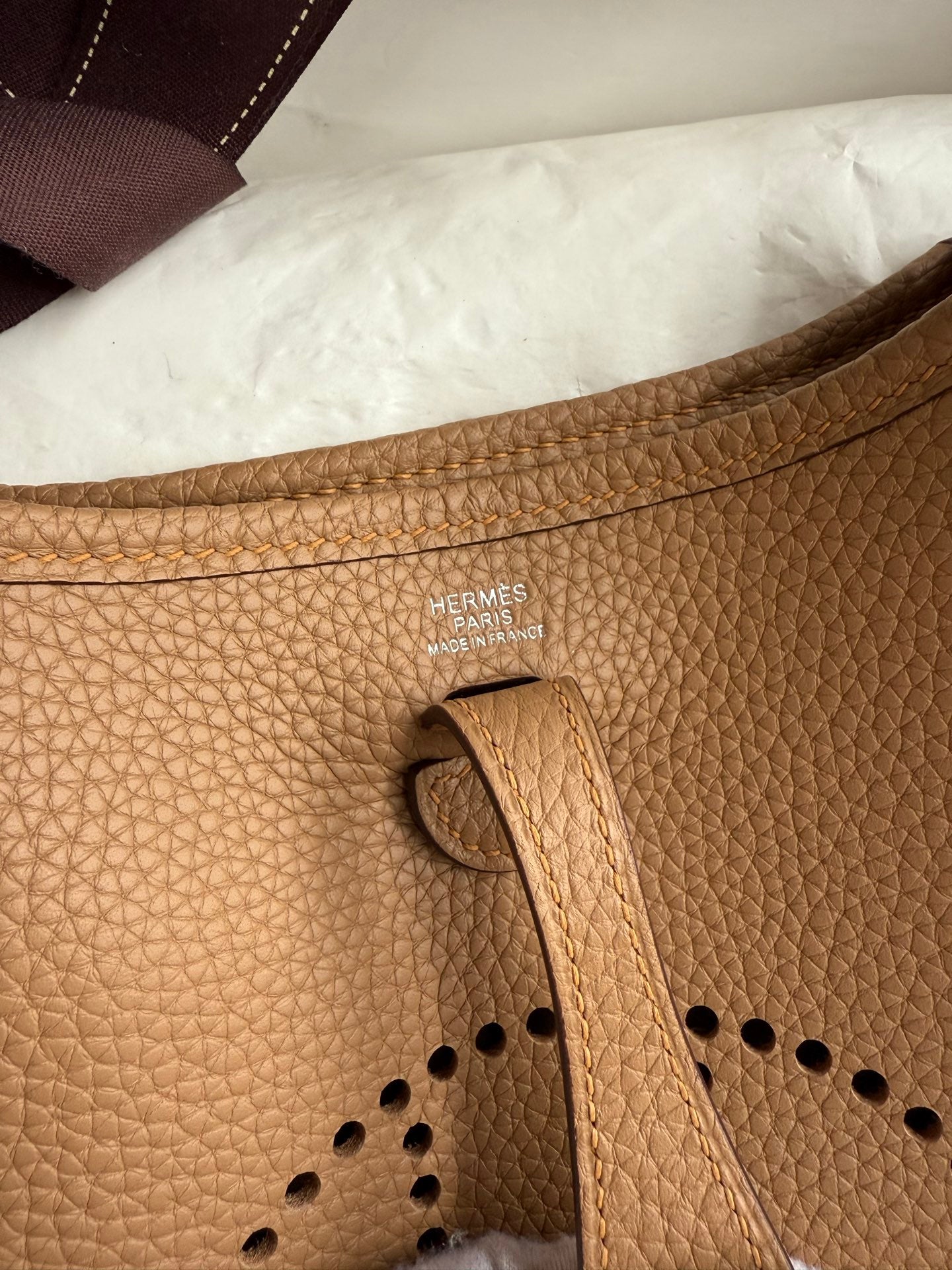 HM 25S EVELYNE 17 CM IN LIGHT BROWN COWHIDE WITH SILVER HARDWARE