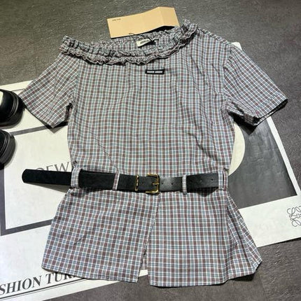 MIUMIU 26S THE SHOULDER TIE WAIST TOP 934