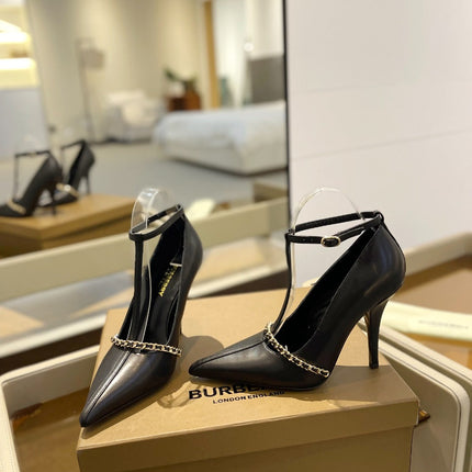 BURBERRY 26S HIGH HEELS 105 MM IN BLACK CALFSKIN