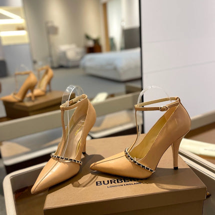 BURBERRY 26S HIGH HEELS 105 MM IN NUDE BEIGE CALFSKIN