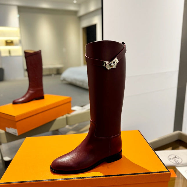 STIVALI JUMPING IN WINE RED CALFSKIN